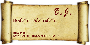 Boár Jónás névjegykártya